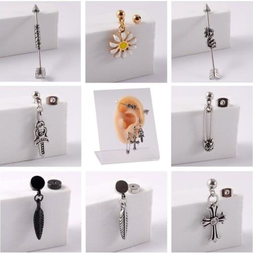 1PC 18G Surgical Steel Vintage Helix Cartilage Tragus Dangle Earrings Dragon Barbell Punk Ear Piercing Jewelry