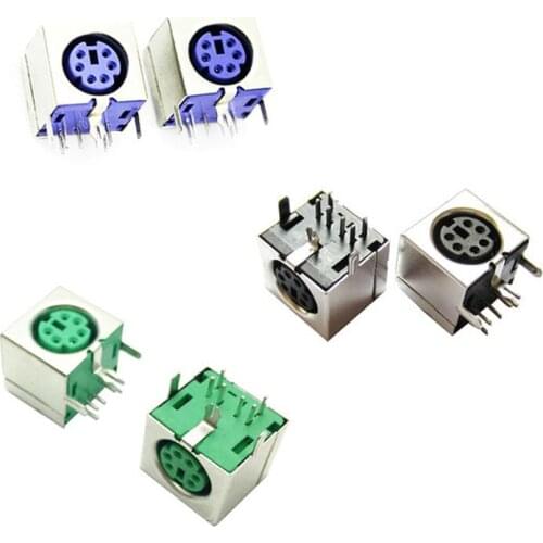 20Pcs PS2 Socket Black/Green/Purple 6 Pins PS/2 PS 2 Female Socket Jack Connector On PCB Fpr keyboard