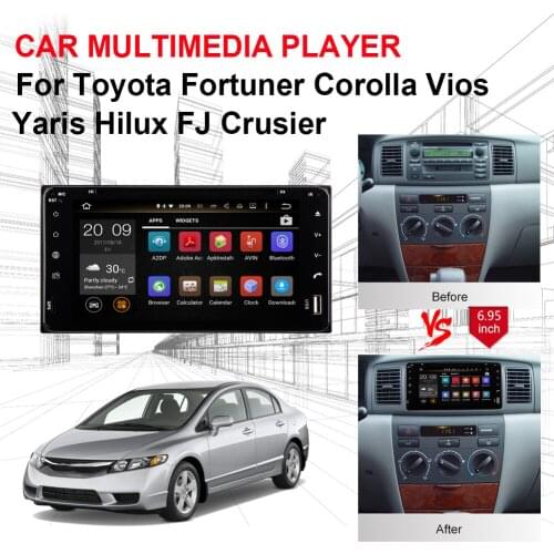 8 Core Android 8.0 Car GPS Navigation Universal Model For Toyota Fortuner Corolla Vios Yaris Hilux Radio Stereo DVD Player