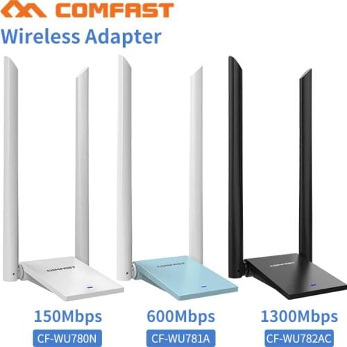 Comfast USB 3.0 Wireless Wifi Adapter Dual Band 2.4+5 GHz 150 -1300 Mbps 802.11AC 802.11 a/b/n/g/ac with 2*6dbi Wi fi Antennas
