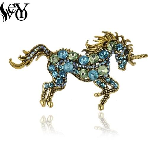 VEYO Horse Shape Rhinestone Brooches Vintage Animal Zinc Alloy Brooches Pins For Women Fashion Jewelry New Gifts
