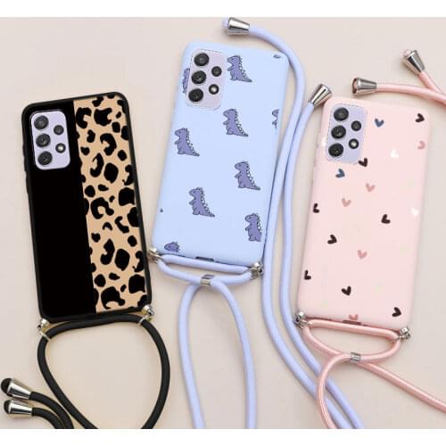For Samsung Galaxy A52 Case 6.5" Silicone Soft TPU Lanyard Necklace Rope Back Cover For Samsung A 52 GalaxyA52 4G 5G Case Luxury