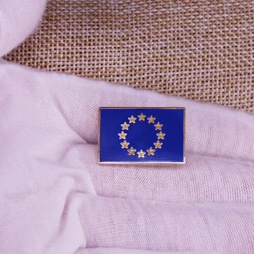 European Union flag enamel pin EU flags brooch blue stars metal badge