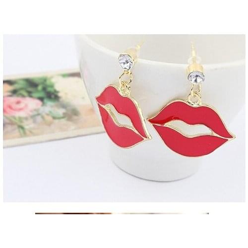 Kpop vintage jewelry dangle fake lip drop earrings women accessories wholesale/brincos femininos/bijuterias/joias/bijoux
