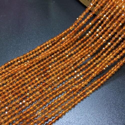 2mm 3mm Real Natural Faceted Orange Garnet Stone Beads Round Loose Gem Stone Beads For DIY Fashion Charm Bracelrt Jewelry Making