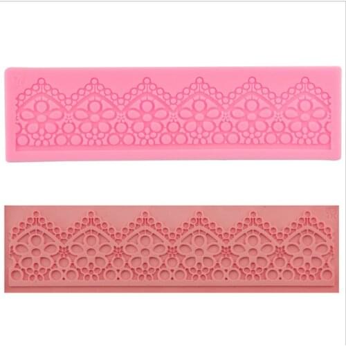 Lace Mat Pad Fondant Flowers Chain Decoration Silicone Mold Surafcraft Tools Bakeware Baking Tools Cake Decorating Lace Mold
