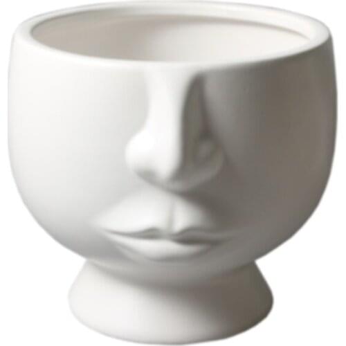 Matte Face Flower Pot Scandinavian Pure White Color Desk Home Decorative Vase Human Head Flower Arrangement Large Mouth Vase