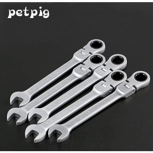 Petpig 6-24mm Flexible Head Ratcheting Wrench Keys Set Wrenches Combination Chromed Gear Spanner Tool Set Car Repair Ratchet