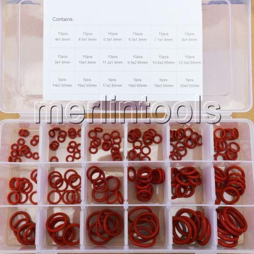 1.8/2.65/3.55mm Section ID from 4mm to 20mm Silicone O-Ring gaskets set