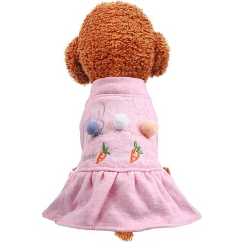2020 New Winter Pet Dog Cat Clothes Dress Cotton Fur Ball Rabbit Skirt Princess Warm Tutu Clothing For Small Dogs Pet Apparel