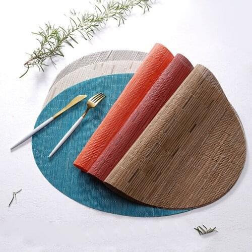 Solid Round Ramie Placemats Linen Mat Non-slip Insulation Table Pad Weaved Dining Placemats Kitchen Retro Art Decor Accessories