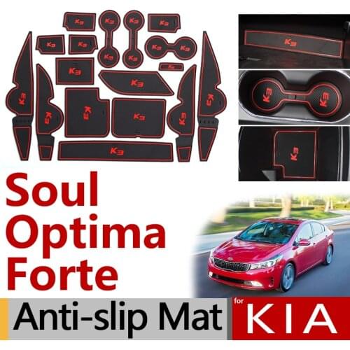 Anti-Slip Rubber Gate Slot Cup Mat for KIA Forte K3 YD Soul AM Optima TF JF Accessories Stickers 2010 2013 2015 2016 2017 2018