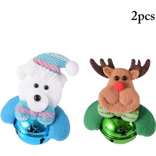 2pcs Christmas Cat Toy Cat Bell Toy Plush Cartoon Cute Elk Bear Cat Toys with Jingle Bell Pet Toys Accessories for Cats
