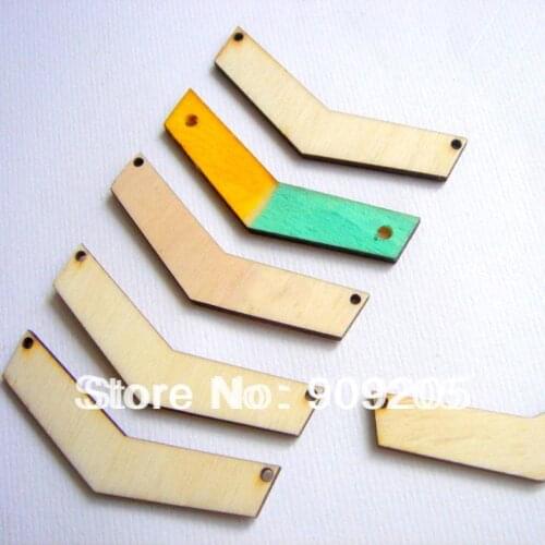 SANSHOOR Rustic Unfinished Wood Scatter Decorate Chevron Tile for Handmade Geometric Jewelry Triangles 50pcs/lot SMT-219J