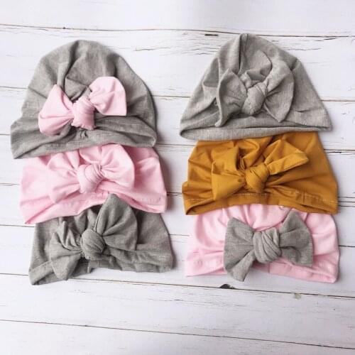 Baby Turban Hat New Fashion India Girls Bowknot Beanies Infant Tollder Kids Floral Printed Knitted Caps Newborn Baby Hat