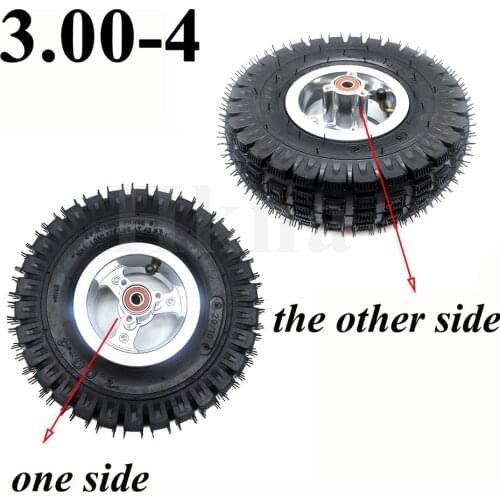 3.00-4 Wheel Tyre with Alloy Hub Rim 3.00-4 Inner Tube Outer Tire for Electric Scooter Rear Wheel,Trolley, Warehouse Truck Parts