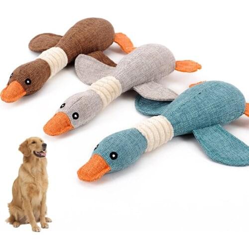 Cute Goose shape Dog Toys Puppy Cat Plush Pet Interactive Toy For Small Or large Dog Bite Resistant Chew Squeaker Puzzle Toys