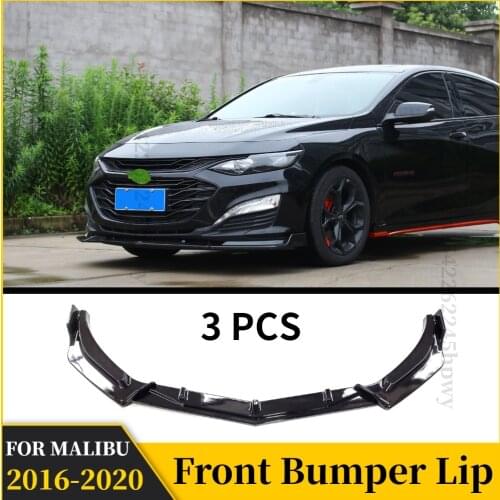 For Chevrolet Malibu 2016 17 18 19 20 2021 Front Bumper Splitter Lip Spoiler Cover Diffuser Bodykit PP Plastic Carbon Black Lips