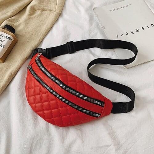 Elegant Diamond Waist Bags Women Double Zipper Casual Fanny Packs Ladies Travel Pack Phone Money Bum Bags Female Belt #25