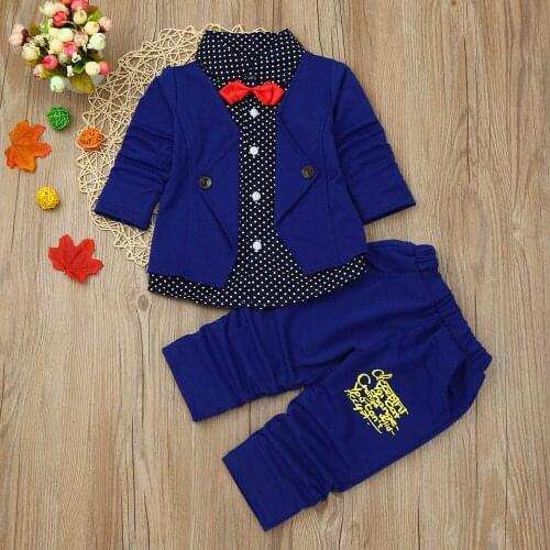 #VW Formal Party Christening Wedding Suit Plaid Tuxedo Bowknot Single Breasted Set Kid Baby Boy Gentry Clothes Set ropa niños