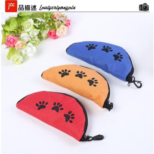 Oxford Cloth Waterproof with Zip Folding Dog Bowl Pet Travel out Portable Dog Bowl Drinking Water Cloth Bowls