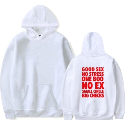 2020 Good Sex No Stress One Boo No Ex Small Circle Big Checks Hoodies Men/Women Funny Print Pullover Streetwear Clothes
