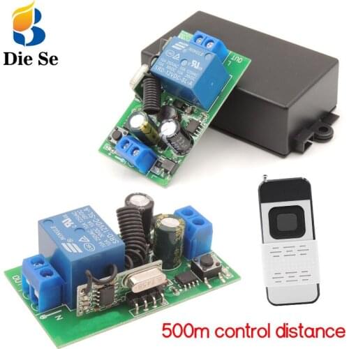 Universal Remote Control 433MHz Rf AC 220V 10A Interruptor 1CH Receiver and 500m Transmitter for Lighting/LED/Fan/Home Appliance
