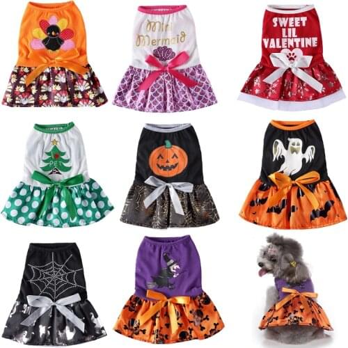 Funny Halloween Pet Cat Dresses for Small Dog Clothing Cosplay Cat Costume Christmas Dress Up Skirt Dog Dress Puppy Chihuahua