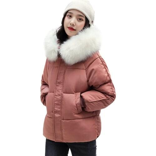 WEIHAOBANG Womens 2021 Winter New Fur Collar Solid Thick Cotton Jacket Ladys Zipper Pocket Casual Slim Warm Cotton Coat