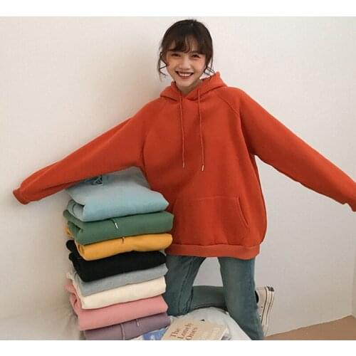 9 candy colors 2020 women loose solid color sweatshirt long-sleeve pullover sweatshirts womens hoodies XZ764