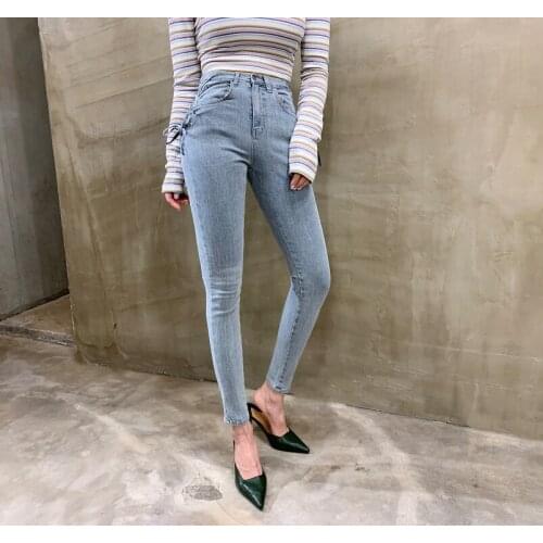 2021 High Waist Stretch Pants Capris Female Streetwear Blue Jeans Pant Autumn Vintage Single-Breasted Women Denim Jeans