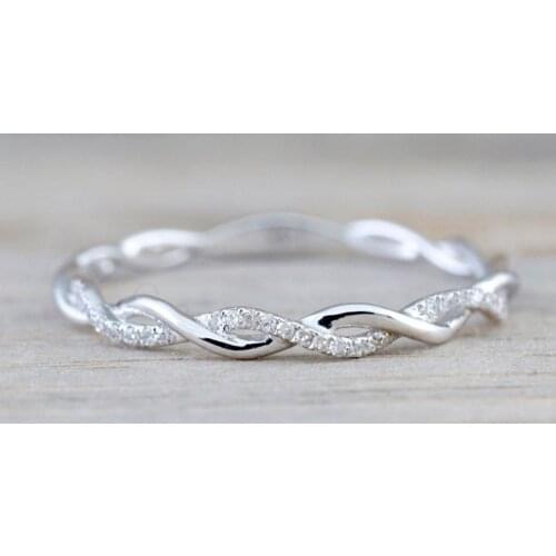 Romantic Silver color Infinity Stackable Love Forever Clear CZ Finger Ring for Women Fashion Female Jewelry Wedding Gift