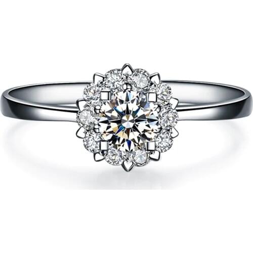 ZOCAI Drown In Love " 1.4 Carat Diameter Effect " 0.32 CT Certified Real Diamond Engagement Ring 18K White Gold (Au750) W02967