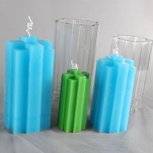 1 Set Geometric Building Block Shaped Plastic Scented Candle Mold Soap Mould DIY X4YD