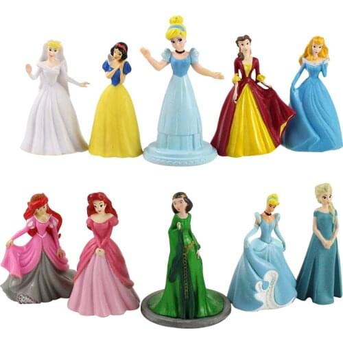 10pcs/set 7cm-9.5cm Disney Princess Snow White Mermaid Sofia Sleeping Beauty Cinderella Princess PVC Model Figure Toys Doll