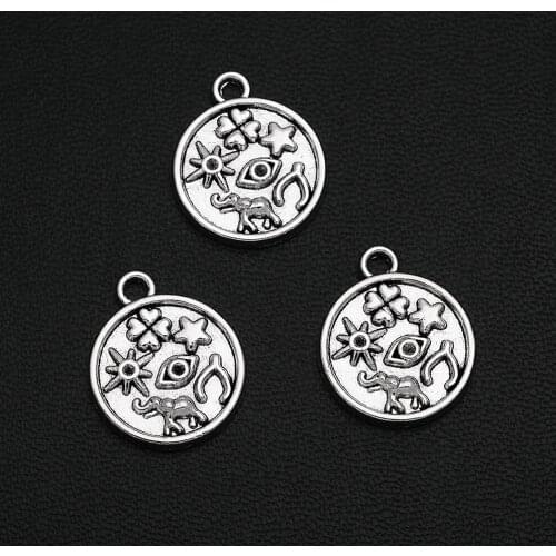 10pcs/Lot 16x19mm Antique Silver Plated Egyptian Star Sun Eye Clover Charms Elephant Wishbone Pendants For Diy Jewellery Finding