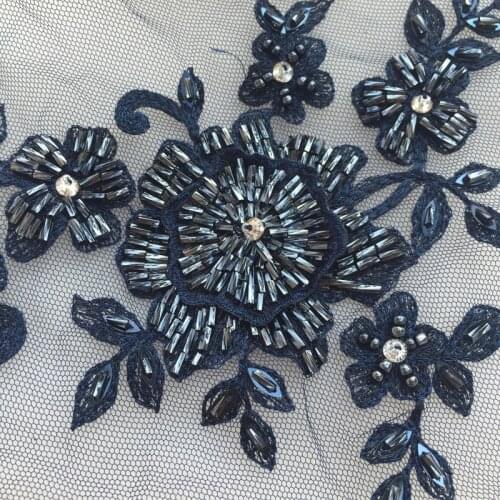 2Pair /4PC 7 Color Tube Beads DIY Beaded Applique Flower Patch Wedding Dress Accessories Lace Embroidery Mending Clothes RS1705