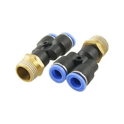 2 Pcs 1/2" Thread to 10mm Push in Y Shape Air Pneumatic Quick Fittings