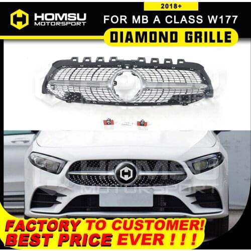 2019 New A Class W177 Amg diamond Grille Front Bumper Racing Car Styling For MB A200 Sports Sedan front grill