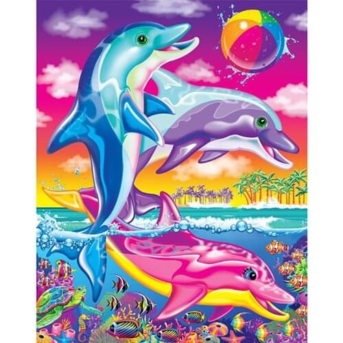 5D Diamond Painting Accessories "Dolphins" Full Square Drill Picture of Rhinestones Mosaic Home Decoration