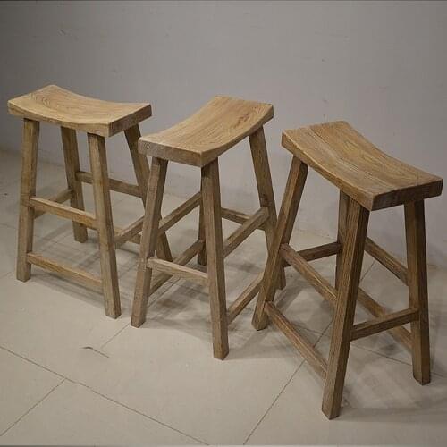 Eco Paint Elm Wood Handmade High Bar Stools