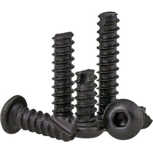 5/10/20/50pcs M2 M2.6 Black Hex Recessed Pan Head Bolt Hexagon Scrape Point Cut Tail 8.8Grade
