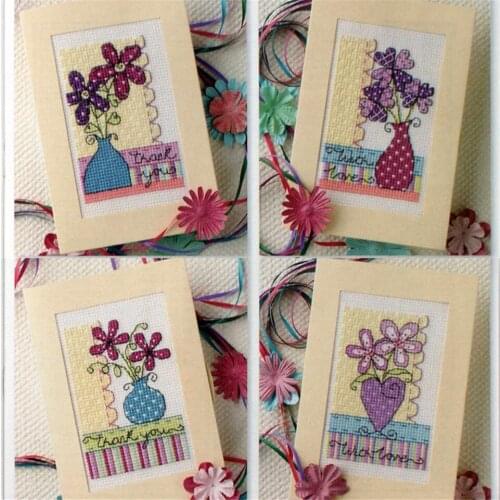 CD373 Cross Stitch Kit Package Greeting Cards Needlework Counted Cross-Stitching Kits Christmas Mothers Fathers Day Birthday