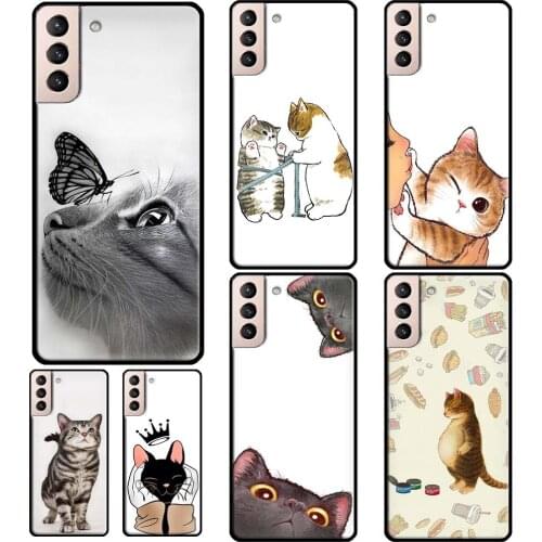 Cat Lover Cute Animals Cartoon Soft Case For Samsung Galaxy S21 Ultra S20 FE S8 S9 S10 Note 10 Plus Note 20 Ultra Coque