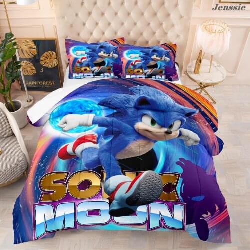 3D Printing Cartoon Game Duvet Cover Game Character Bedding Set 2/3 Piece Quilt Cover for Kids Boys Girls Blue Cat Quilt Cover