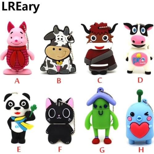 USB Flash Drive Cartoon Animal cat panda 4GB Pen Drive Pendrive Cow pig 8GB 16GB 32GB 64GB 128MB USB 2.0 Flash Memory Stick