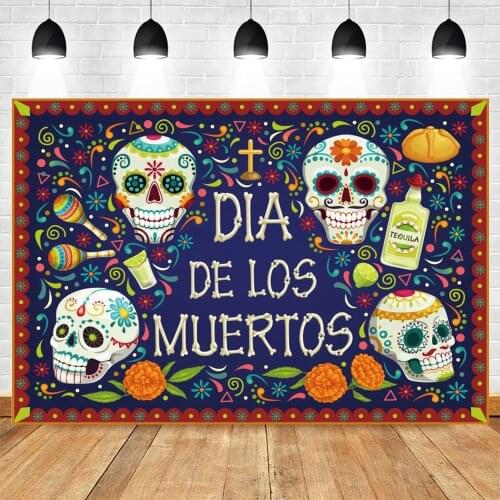 Yeele Day Of The Dead Backdrop Mexican Skeleton Photography Background Dia DE Los Muertos Dress-up Party Fiesta For Photo Studio