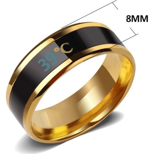 Unisex Fashion Smart Body Temperature Sensor Ring Stainless Steel Display Real-time Temperature Test Finger Ring Women Men 2020