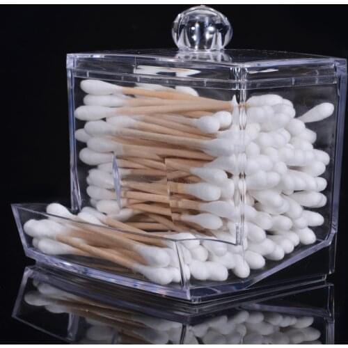 Cosmetic Cotton Pads Organizer Acrylic Cotton Swabs Storage Box Transparent Makeup Case Cosmetic Container Make Up Organizer
