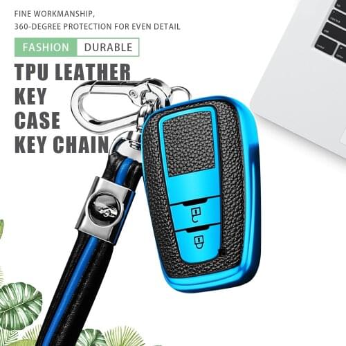Leather TPU Car Key Cover Case Bag Shell Key Chain Holder for Toyota Camry Prado CHR Prius Corolla RAV 4 Protector Accessories
